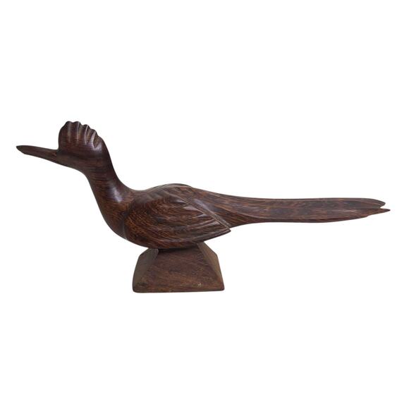 Vintage Hand-Carved Wooden Roadrunners Mid Century Modern Decor Sculpture READ - Picture 2 of 9